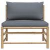 vidaXL Middle Sofa Dark grey Bamboo, Polyester Medium Modular