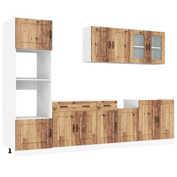 vidaXL Kitchen Cabinet Set Old wood Engineered wood, Glass Large