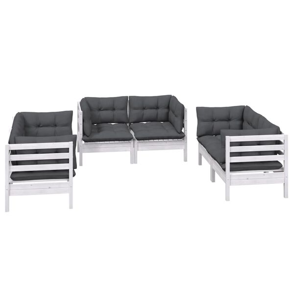 vidaXL Garden Lounge Set White, Anthracite