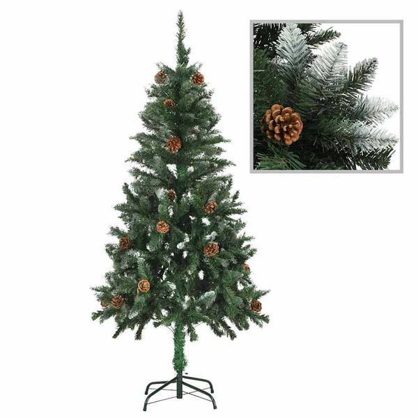 vidaXL Artificial Pre-lit Christmas Tree with Ball Set Pine Cones 59.1"