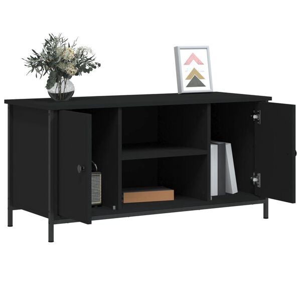 vidaXL Tv Cabinet Black Engineered wood, Iron Medium Tv Cabinet