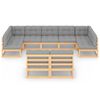 vidaXL Garden Lounge Set Natural Wood Solid Pine wood, 100% Polyester