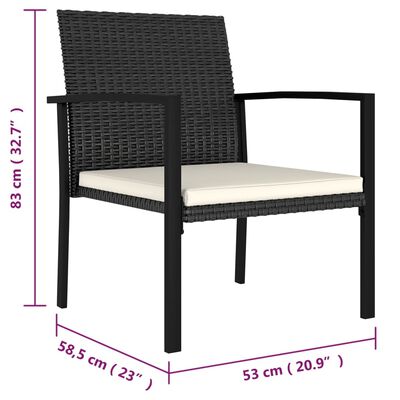 vidaXL Patio Dining Chairs 4 pcs Poly Rattan Black