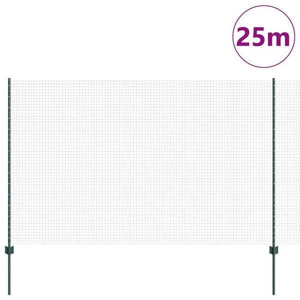 vidaXL Fence with Post Green 5.25 x 82.02 ft Steel and PVC