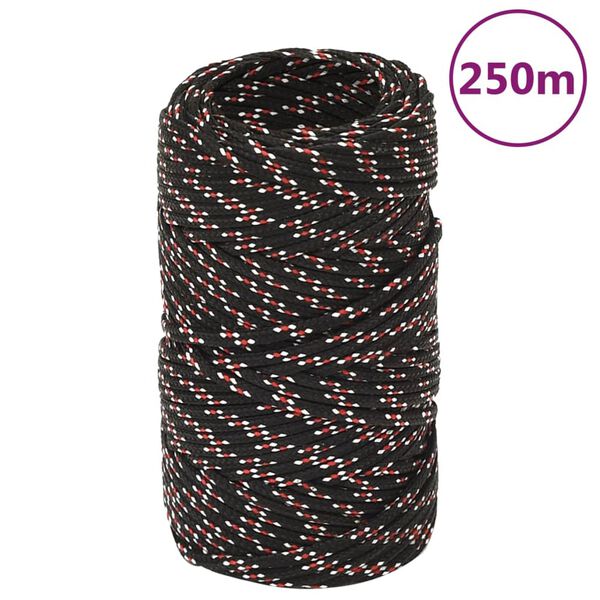 vidaXL Boat Rope Black 0.08 " 820.2 ' Polypropylene