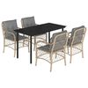 vidaXL 5 Piece Patio Dining Set with Cushions Mix Beige Poly Rattan