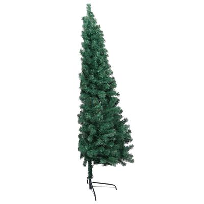 vidaXL Artificial Half Christmas Tree with LED&Stand Green 59.1" PVC