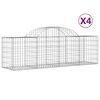 vidaXL Gabion Basket Set of 4 Silver Galvanized iron 78.7x19.7x23.6 in