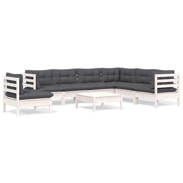vidaXL Garden Lounge Set White, Anthracite