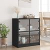 vidaXL Side Cabinet Black Engineered wood, glass 26.8 x 14.6 x 29.7 in