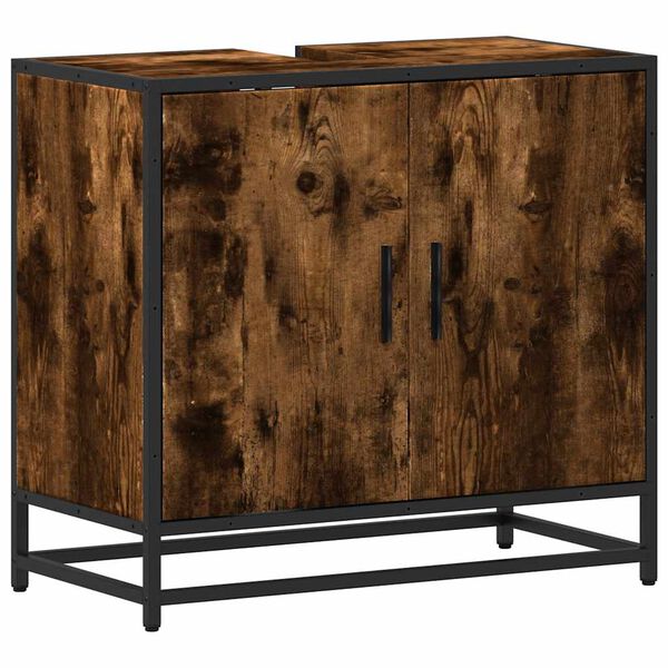 vidaXL Bathroom Sink Cabinet smoked oak 25.59 x 12.99 x 23.62 in