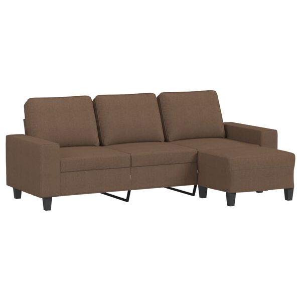 vidaXL 3-Seater Sofa with Footstool Brown 70.9" Fabric