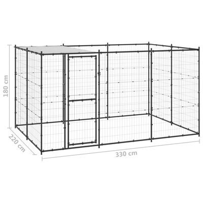 vidaXL Outdoor Dog Kennel Steel with Roof 78.1 ft²