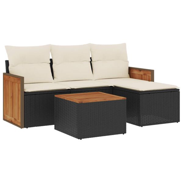 vidaXL Garden Sofa Set Black PE rattan Large Modular Garden Sofa Set