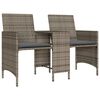 vidaXL Patio Sofa 2-Seater with Table and Stools Grey Poly Rattan