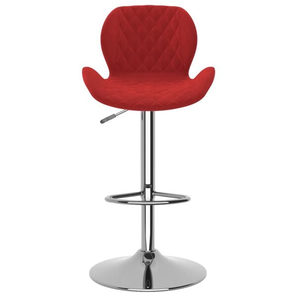 vidaXL Bar Stool Set of 2 Wine Red Chromed steel, velvet (100% polyester)