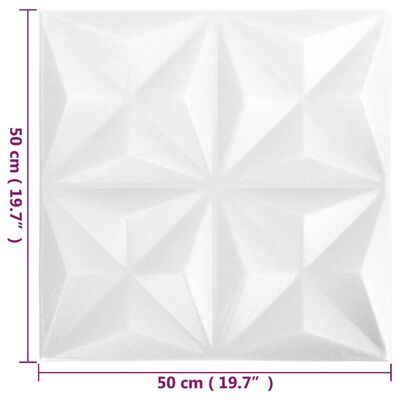 vidaXL 3D Wall Panels 48 pcs 19.7"x19.7" Origami White 129.2 ft²