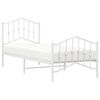vidaXL Bed Frame White Powder-Coated Steel Twin Bed Frame Rectangular