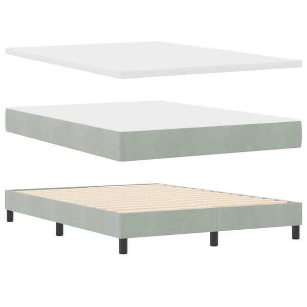vidaXL Box Spring Bed Light Grey 78.74 x 62.99 in Polyester