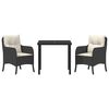 vidaXL Garden Dining Set with Cushion 3 pcs Gray Poly rattan