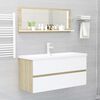 vidaXL Mirror White and Sonoma Oak Engineered wood, acrylic Wall mounting