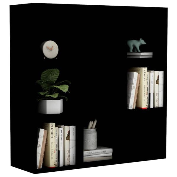 vidaXL Bookcase Black Engineered wood Medium Bookcase Rectangular