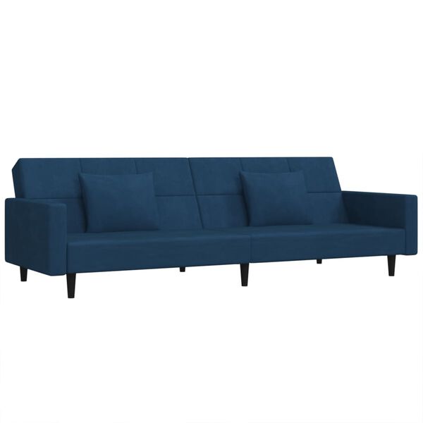 vidaXL Sofa Bed Blue Velvet, Foam, Wood, Plastic Standard