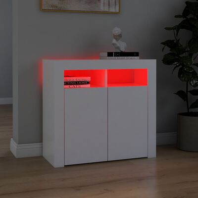 vidaXL Sideboard with LED Lights White 31.5"x13.8"x29.5"
