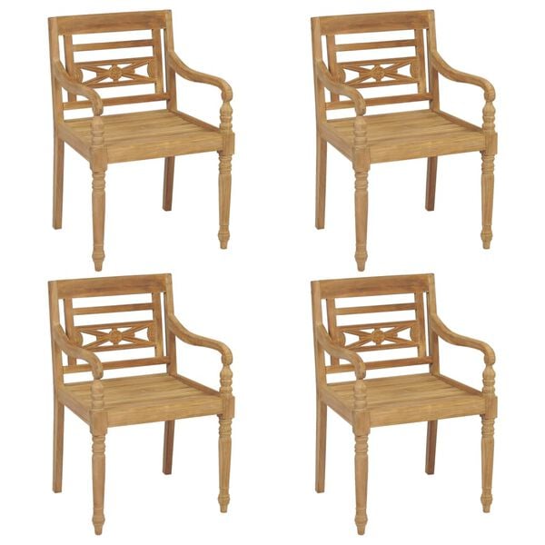 vidaXL Batavia Chair Set of 4 Teak Solid Teak Wood Medium Durable