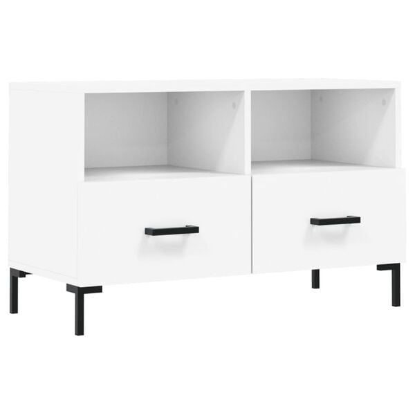 vidaXL TV Cabinet White Engineered wood, iron Medium TV Cabinet