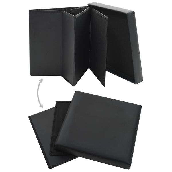 vidaXL Storage Stool Set of 2 Black PVC, MDF, Foam Medium