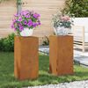 vidaXL Plant Stand 2 pcs Rusty 9.45 x 9.45 x 21.65 in Weathering Steel