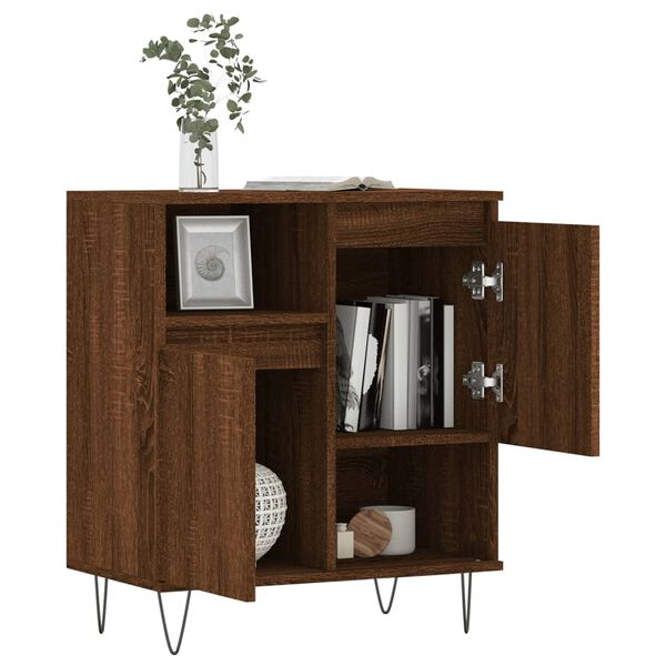 vidaXL Sideboard Brown Oak Engineered Wood, Iron Medium Sideboard