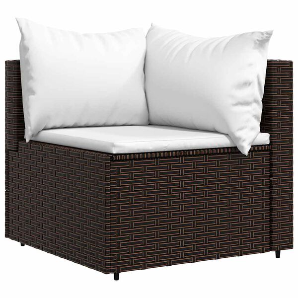 vidaXL Patio Corner Sofa Brown and Cream