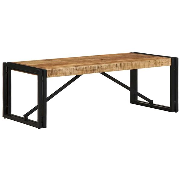 vidaXL Coffee Table Natural Wood Solid Mango Wood, Powder-Coated Iron