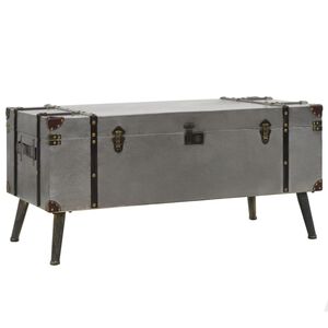 vidaXL Coffee Table Silver MDF, Aluminum, Steel, Polyester Large Storage