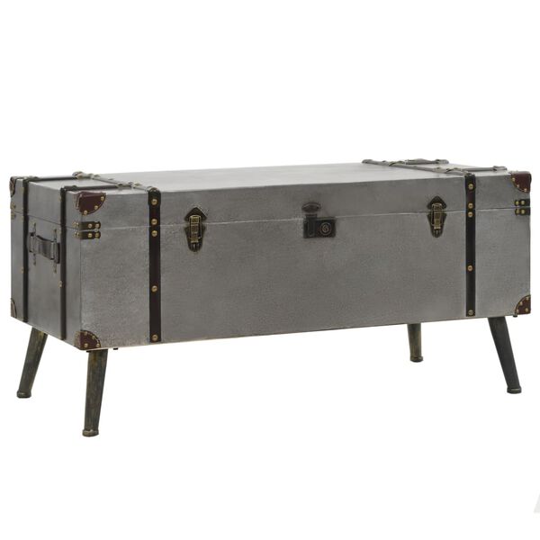 vidaXL Coffee Table Silver MDF, Aluminum, Steel, Polyester Large Storage