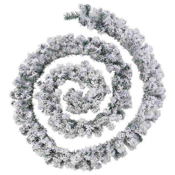 vidaXL Christmas Garland Green with white snow effect PVC Extra Long