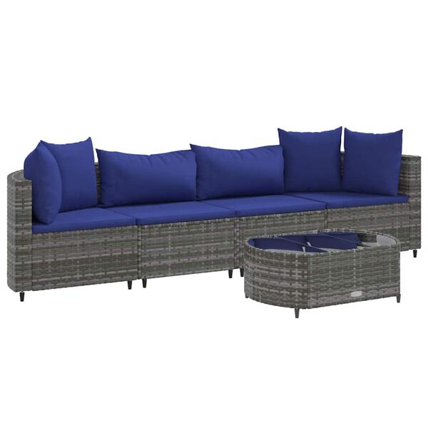 vidaXL Patio Sofa Set Set of 4 Gray PE rattan Large