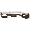 vidaXL 11 Piece Patio Lounge Set with Cushions Poly Rattan Brown