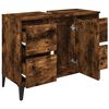 vidaXL Sink Cabinet Smoked Oak Engineered Wood Medium Adjustable Feet