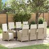 vidaXL Garden Dining Set with Cushion 9 pcs Beige Poly Rattan