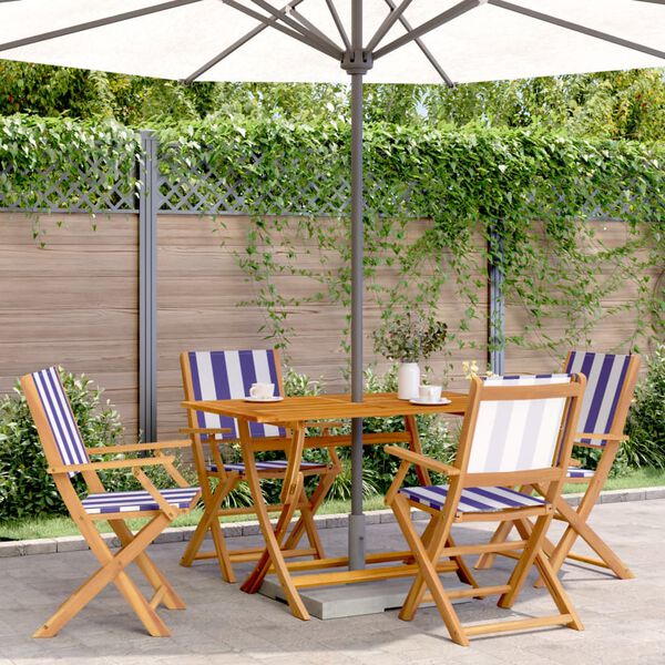 vidaXL Garden Chair Set of 4 Blue Solid Acacia wood Medium Foldable
