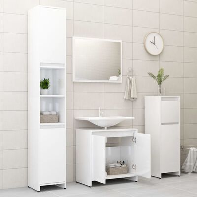 vidaXL Bathroom Cabinet High Gloss White 23.6"x13"x24" Engineered Wood