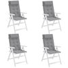 vidaXL Highback Chair Cushion Set of 4 Grey Oxford fabric (100% polyester)