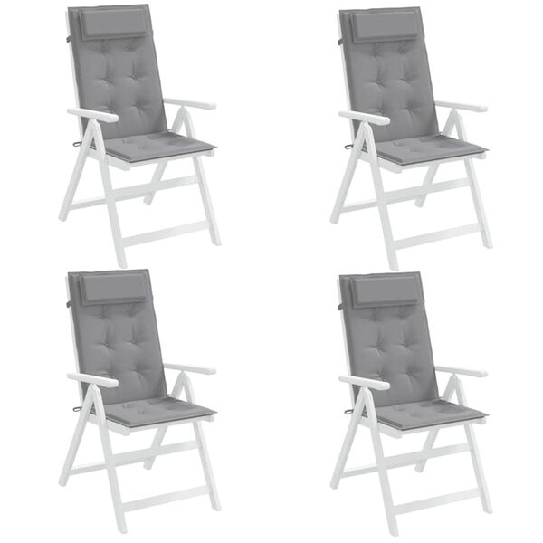 vidaXL Highback Chair Cushion Set of 4 Grey Oxford fabric (100% polyester)
