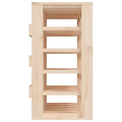 Close-up of wooden wine rack detailing with planks and grooves