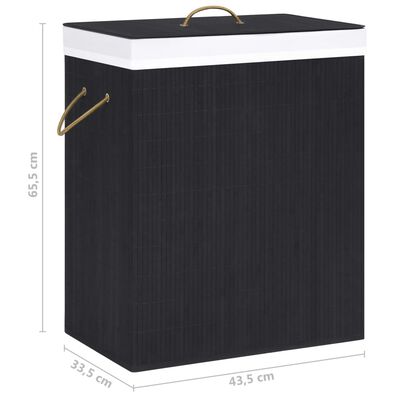vidaXL Bamboo Laundry Basket with Single Section Black 21.9 gal