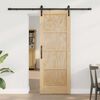 vidaXL Sliding Door Natural and Black 28.94 x 78.15 in Solid Pine Wood