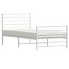 vidaXL Bed Frame White Powder-Coated Steel Twin Bed Frame Rectangular